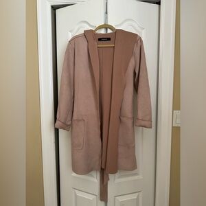 Zara Suede hooded coat Blush - Lg